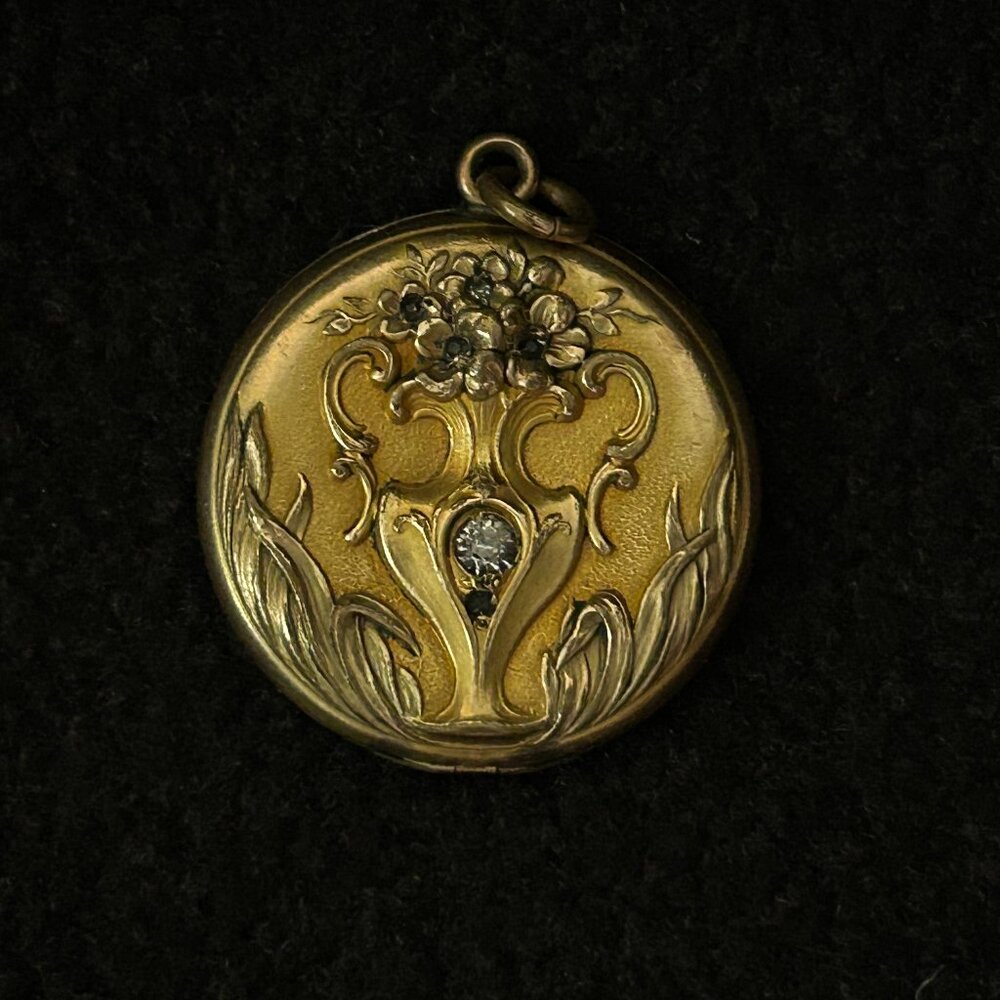 Vintage W&H Co Gold Locket with Stones